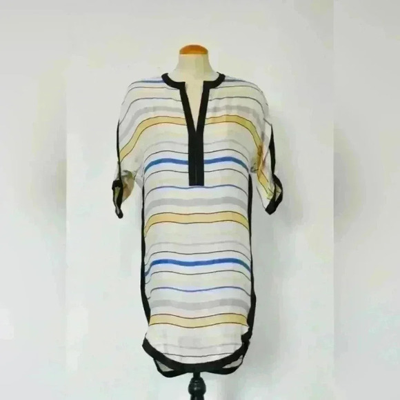 ISABEL MARANT ETOILE Beige Pink Blue 100% Silk Beach 3/4 Tunic Dress 34EU Small - Picture 1 of 12